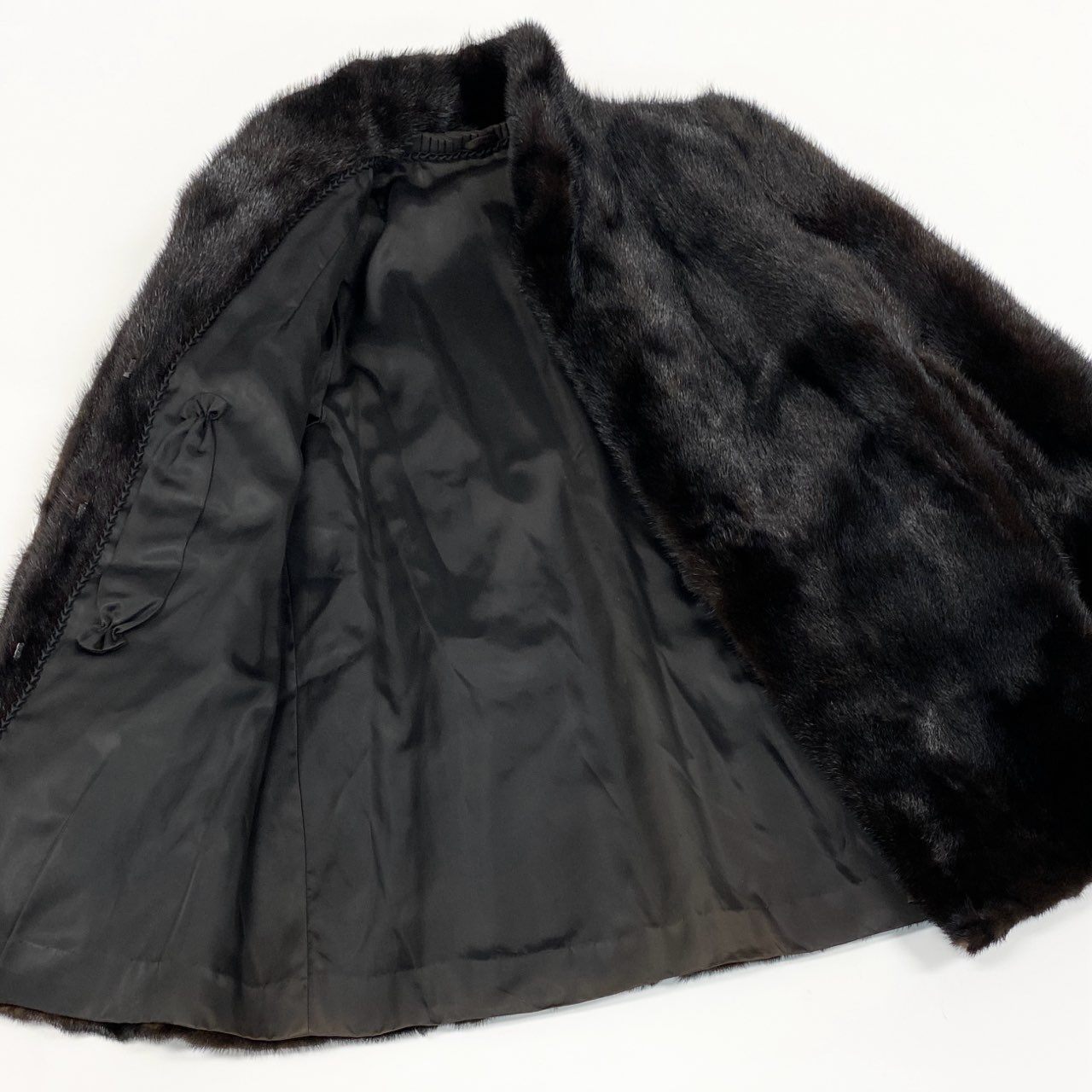 43a21 マホガニーミンク ファーコート サイズ13 ダークブラウン 本毛皮 Mink Fur Coat リアルファー ポケット有t18r