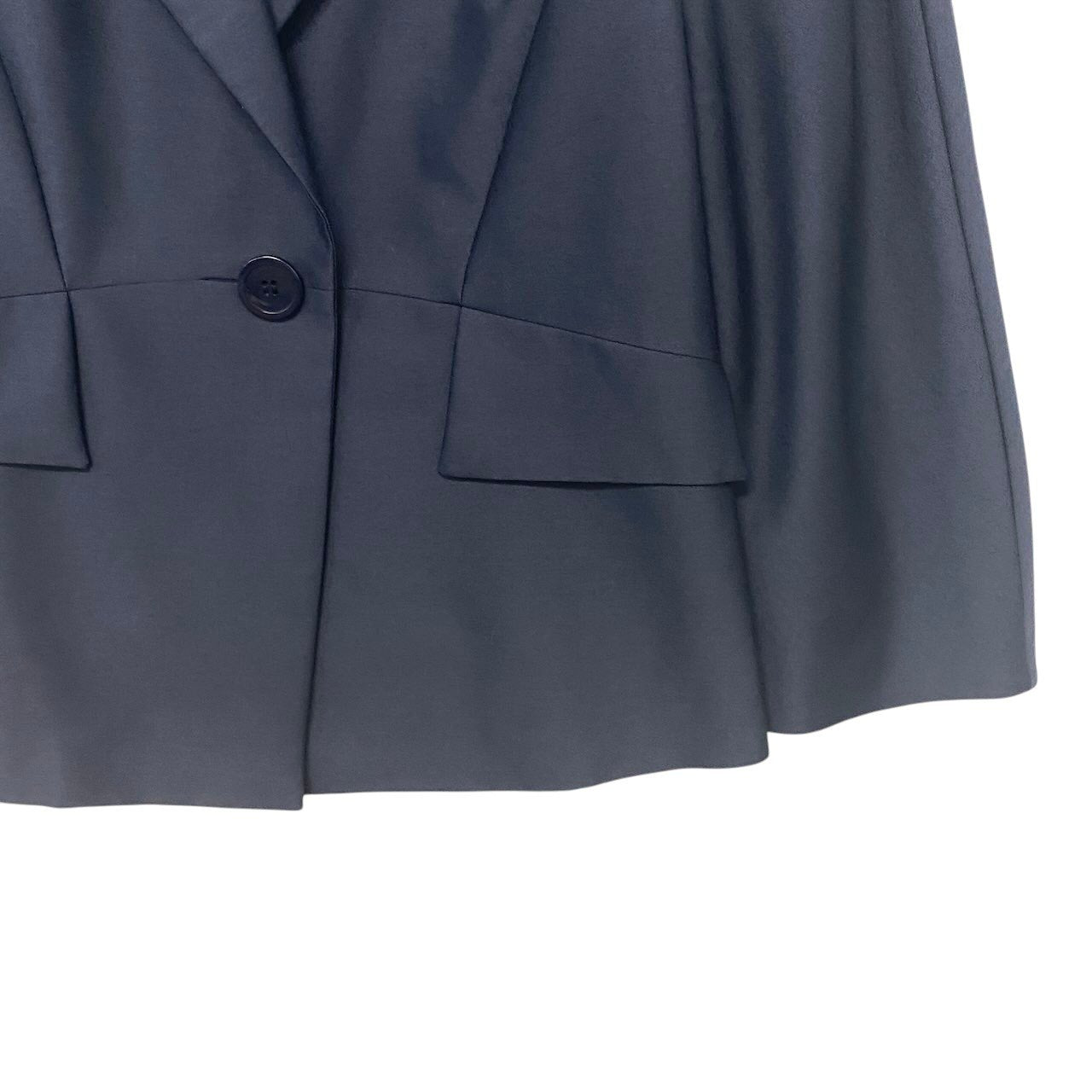 2h28 【美品】 MaxMara マックスマーラ テーラードジャケット アンコンジャケット 薄手 フォーマル サイズ42 ネイビー レディース 女性用u02t
