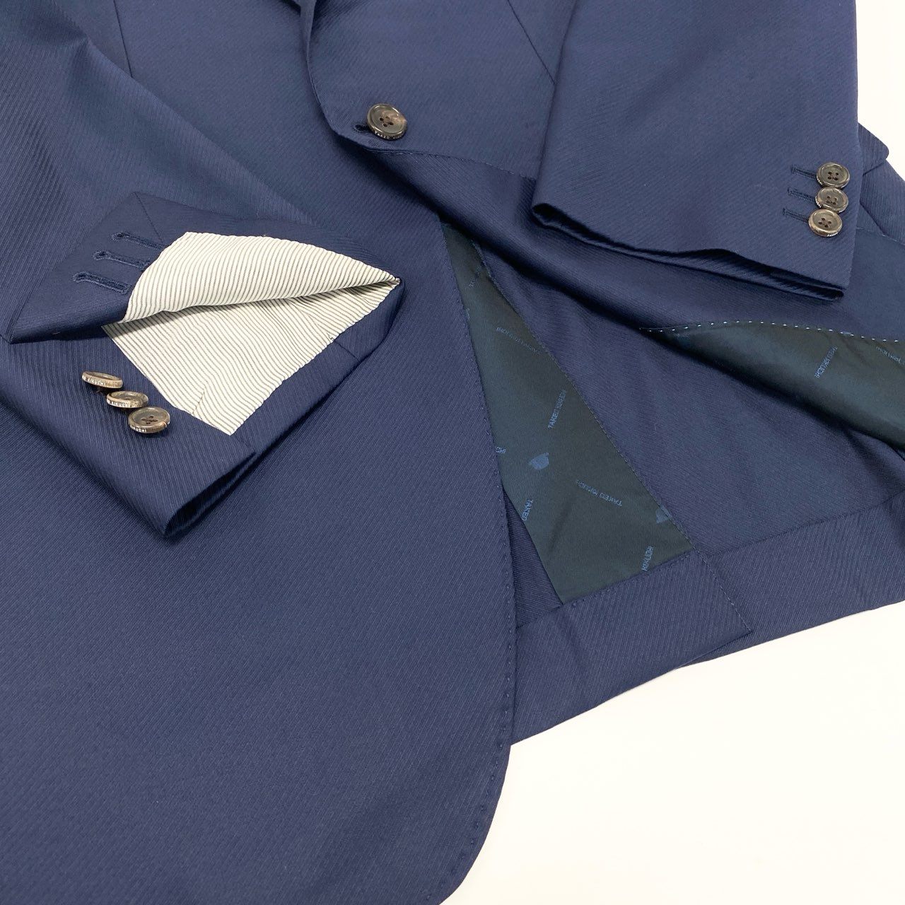 56k27 TAKEO KIKUCHI タケオキクチ DORMEUIL ドーメル生地使用○ セットアップスーツ シングル 1B メンズ 紳士服 ビジネス ネイビー ウール100％u02t