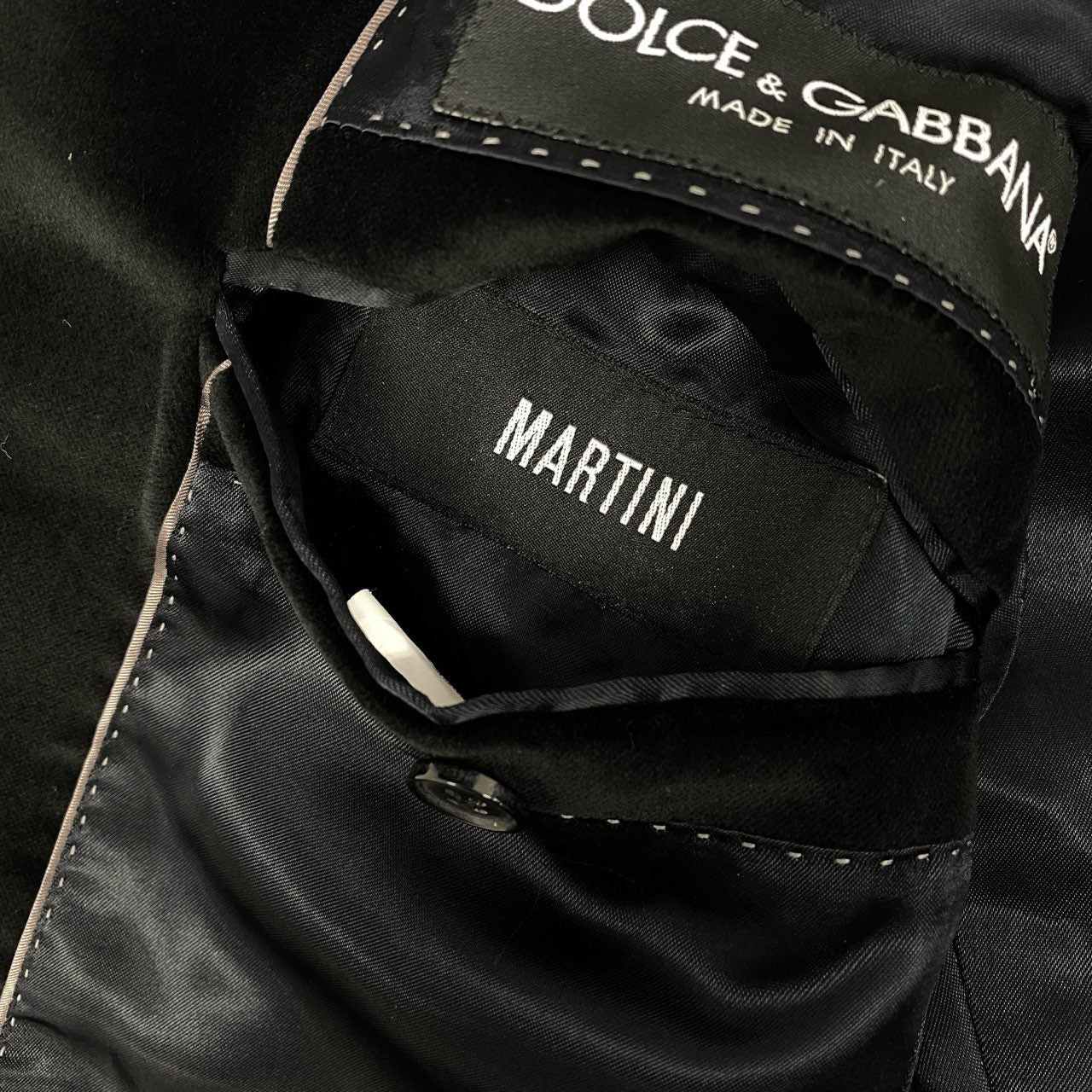 15h29 DOLCE＆GABBANA ドルチェアンドガッバーナ ナローピークドラペル ベロアジャケット ベルベット ジャケット MARTINI 50サイズ ブラック メンズ 男性用k02i