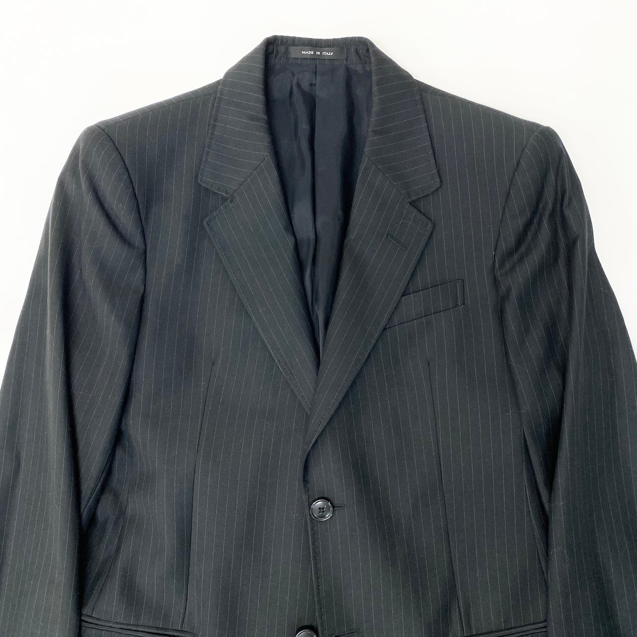 56e12 EMPORIO ARMANI エンポリオアルマーニ JOSH LINE セットアップスーツ シングル 2B ストライプ柄 ビジネス サイズ50 ブラック メンズ 紳士服u02t
