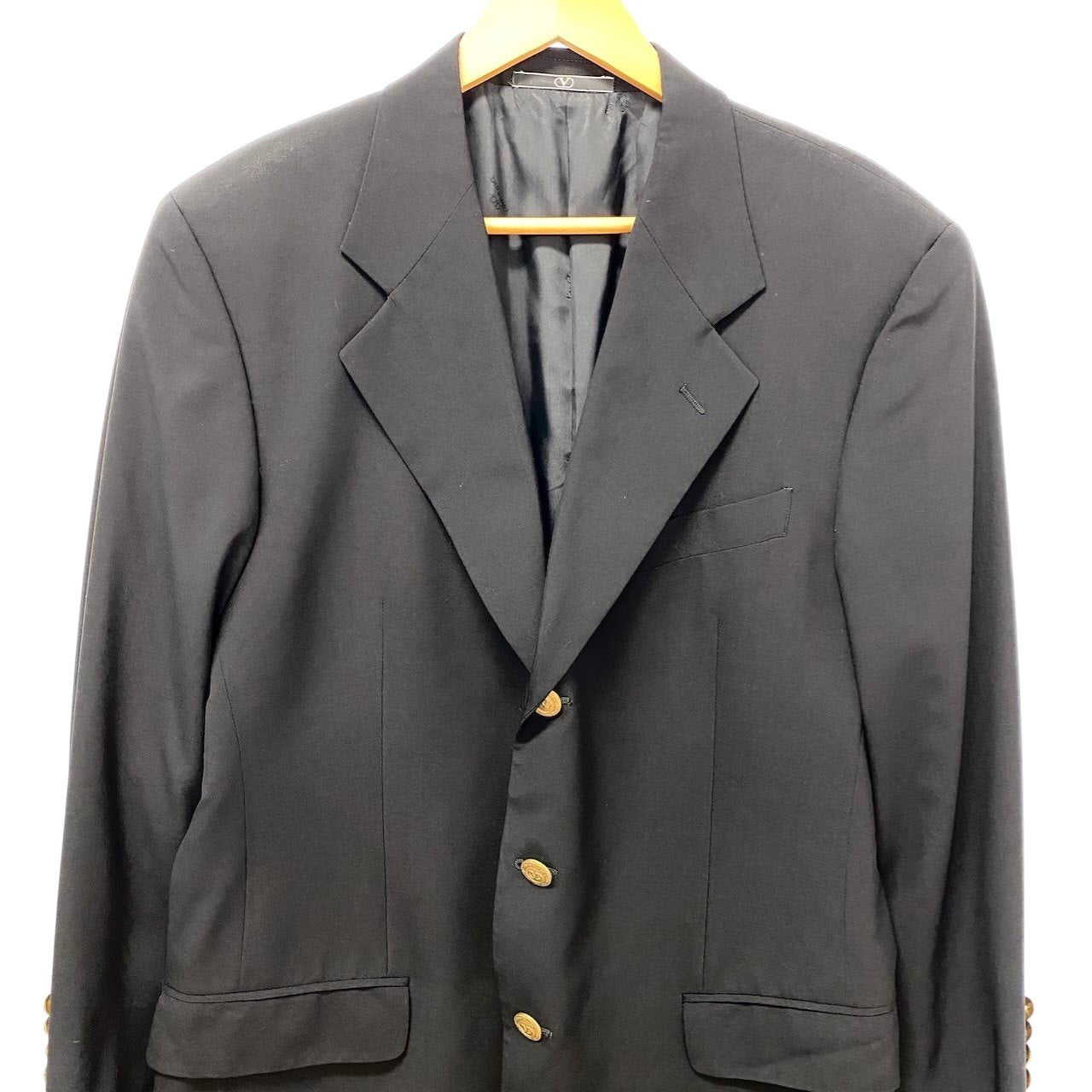 76c26 VALENTINO GARAVANI ヴァレンティノ ガラヴァーニ テーラードジャケット ウールジャケット メンズスーツ フォーマル メンズ 男性用 50REG ブラック ウール100％o07t
