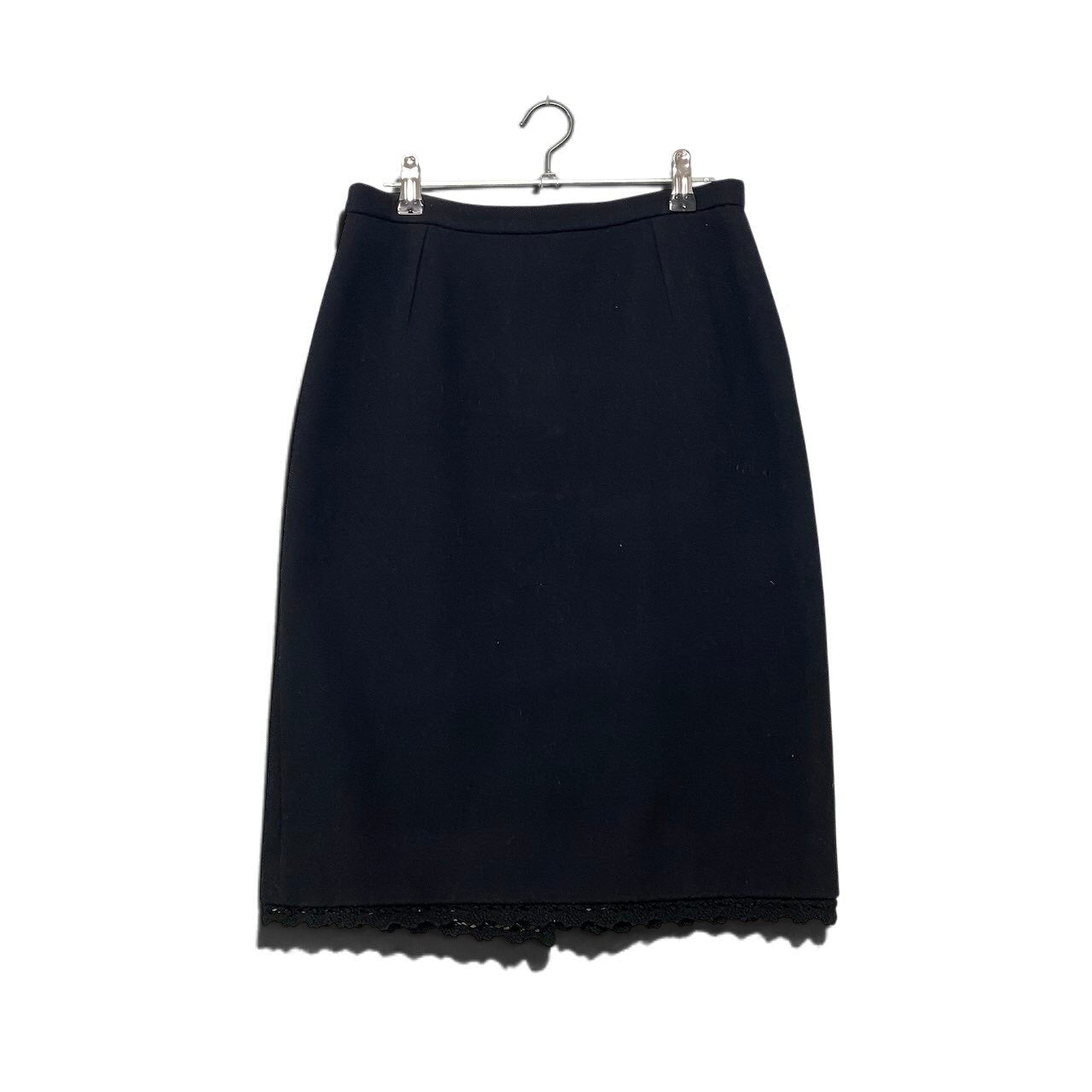 1h16 DOLCE&GABBANA ドルチェアンドガッバーナ ウールスカート 裏地ヒョウ柄  サイズ40 ブラック レディース 女性用u02t