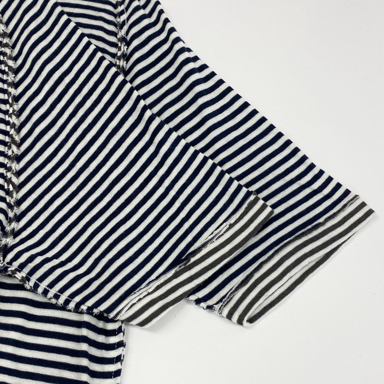 78i10 《未使用品》 タグ付 Maison Margiela メゾンマルジェラ イタリア製 ボーダー柄半袖カットソー Tシャツ クルーネック S30GC0447 46 ホワイト ブルー ブラウン コットン メンズk02i