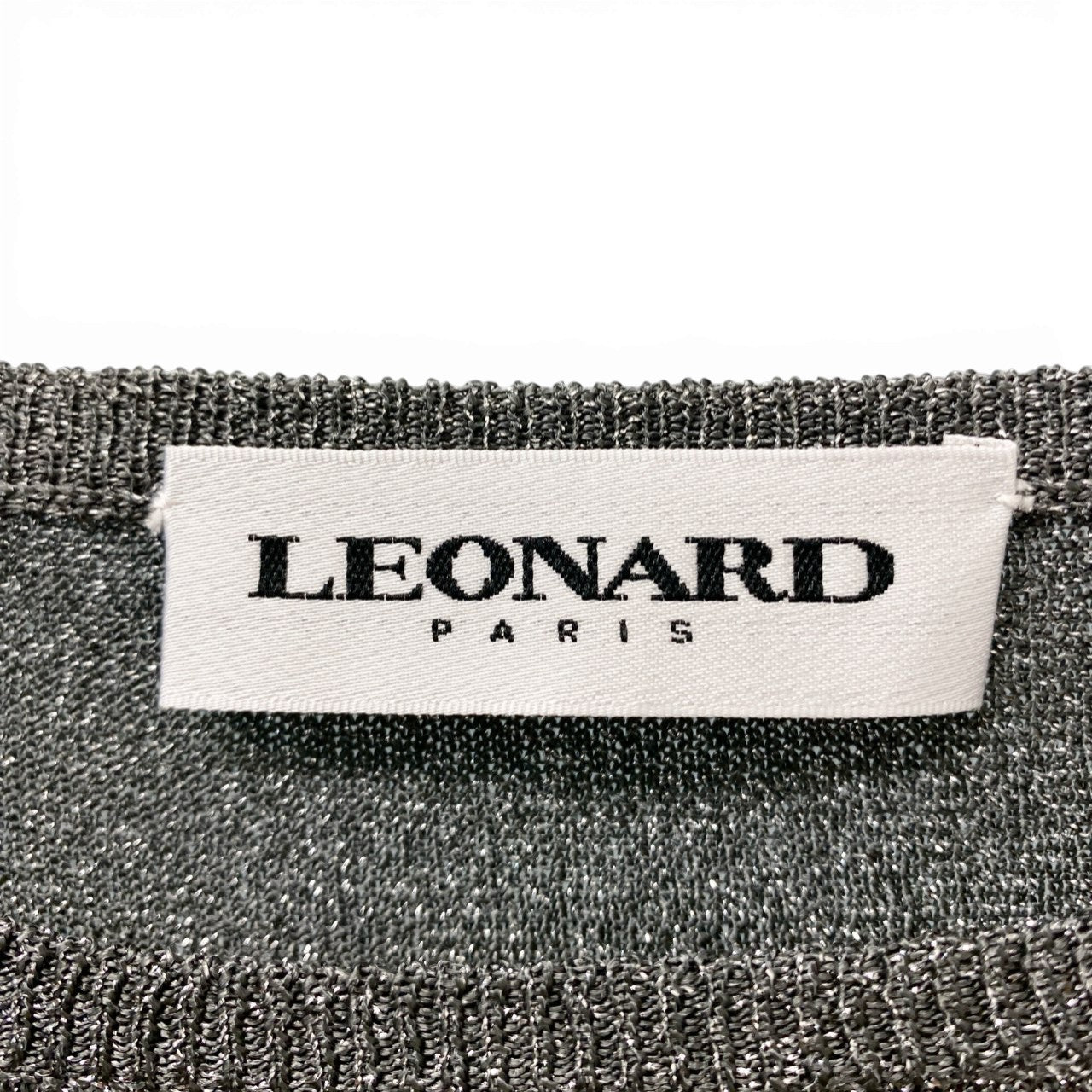 2b17 【極美品】LEONARD レオナール ロングスリーブラメニット 美しい花柄プリント トップス 0497794 Mサイズ グレー レディース 女性用u02t