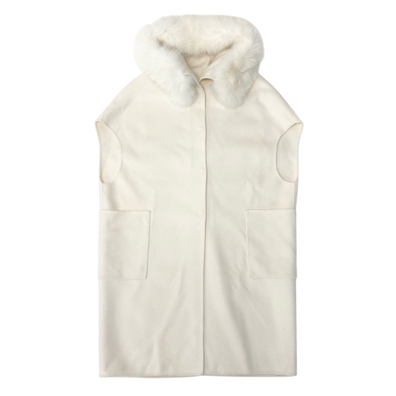 82a15 AVA ADORE アヴァ アドーア ロングジレ ウールコート フーディ フォックスファー レディース 女性用 free ホワイト ウール100％u02t