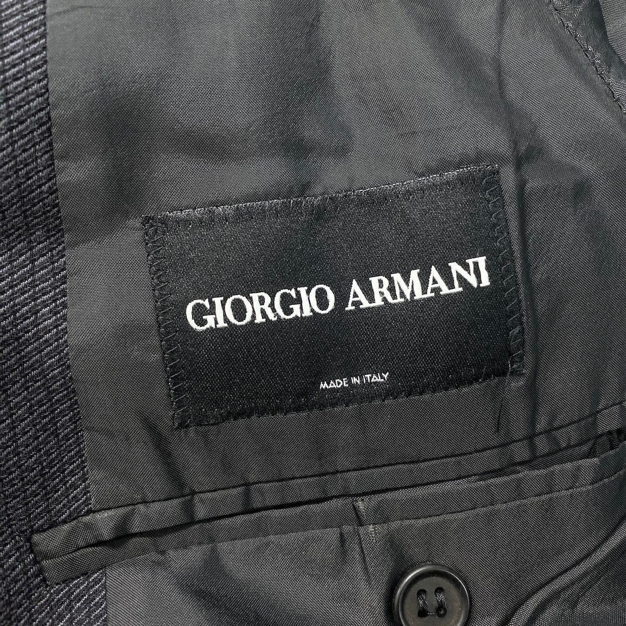 49d5 GIORGIO ARMANI ジョルジオアルマーニ シングルスーツセットアップ テーラードジャケット スラックス 48サイズ ネイビー メンズ 男性用o07t
