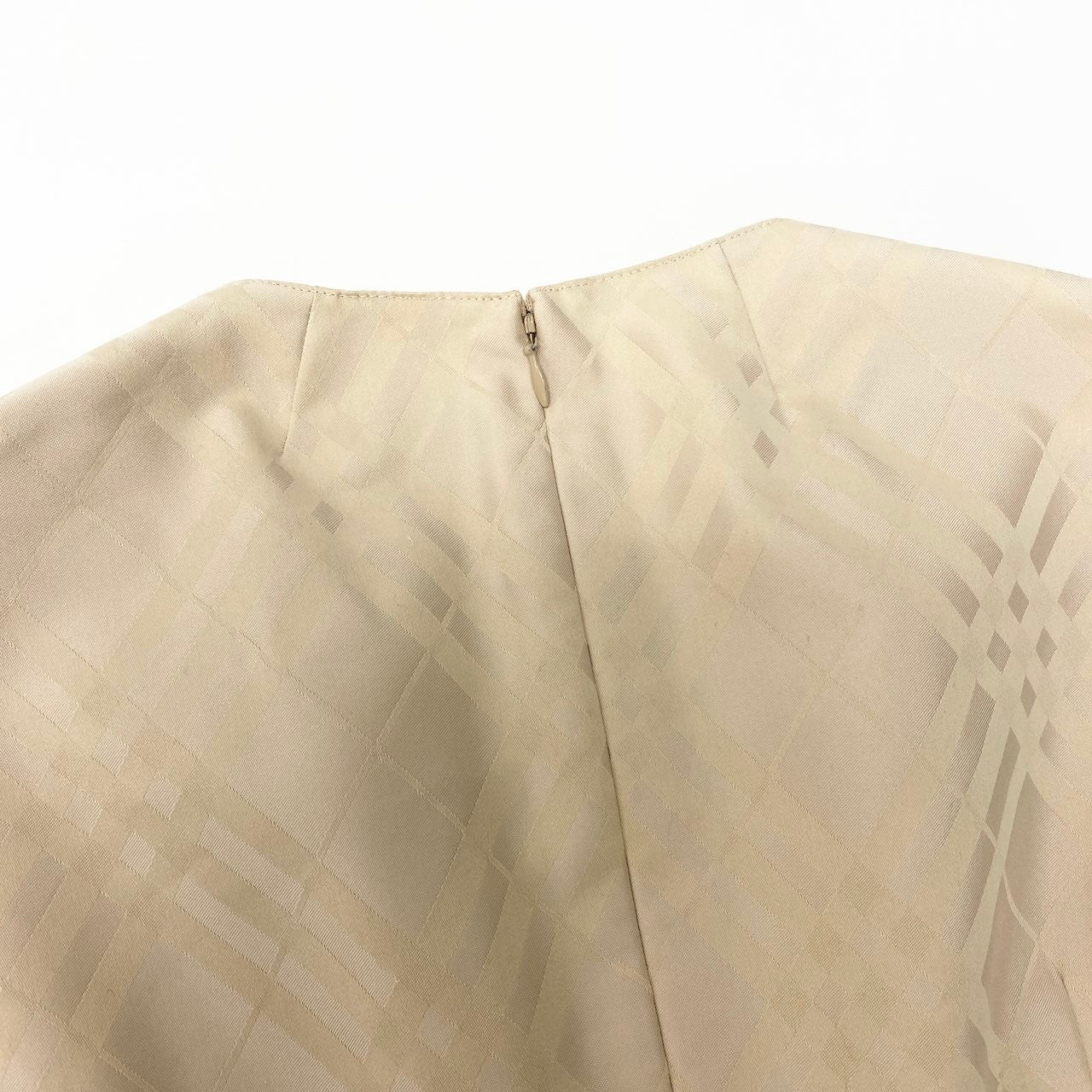 85d9 《美品》 BURBERRY LONDON バーバリー ロンドン ノースリーブ チェックワンピース Check Dress サイズ40 ベージュ ドレスt18r