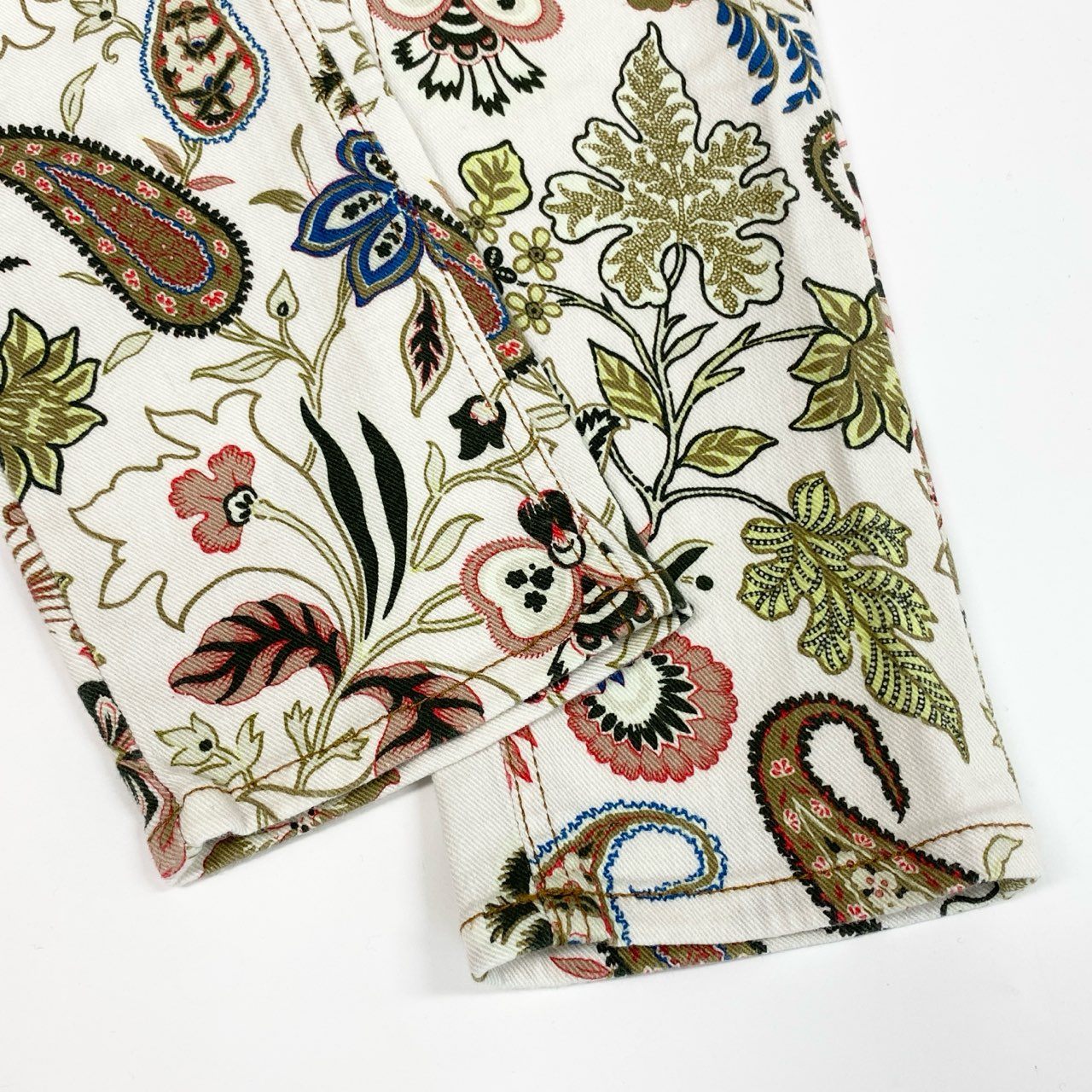 67j6 《美品》 ETRO エトロ イタリア製 スキニーパンツ ストレッチパンツ 花柄 ペイズリー柄 レディース 女性用 ボトムス 26 オフホワイトu02t