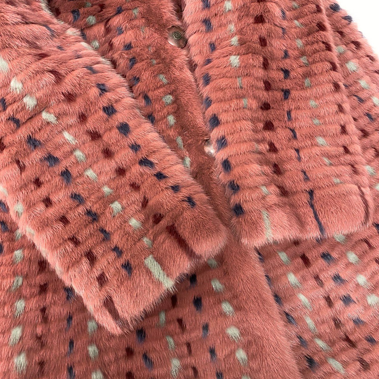 34a16 染めミンク ミックスファー リバーシブルコート サイズF ピンク 本毛皮 Dyed Mink Fur Coatt18r