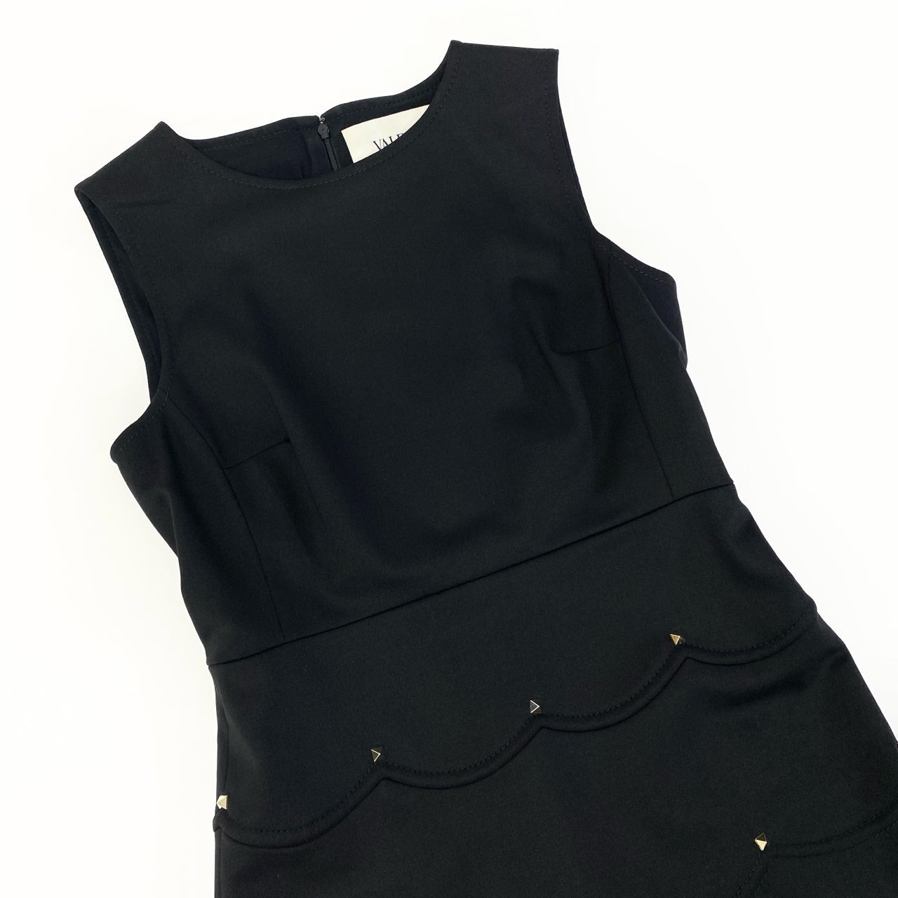 38a15 VALENTINO ヴァレンティノ ロックスタッズ ノースリーブ ワンピース ドレス バックジップ サイズ8 ブラック レディースk02i