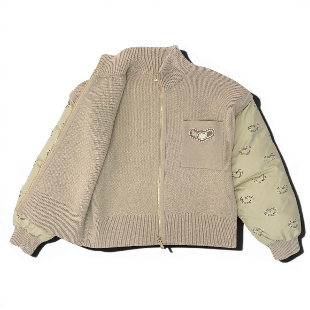 Ed24 HERMES エルメス 24~25AW カレイドスコープ エフェクト ジップジャケット 2way サイズ38 ベージュ レディースk02i