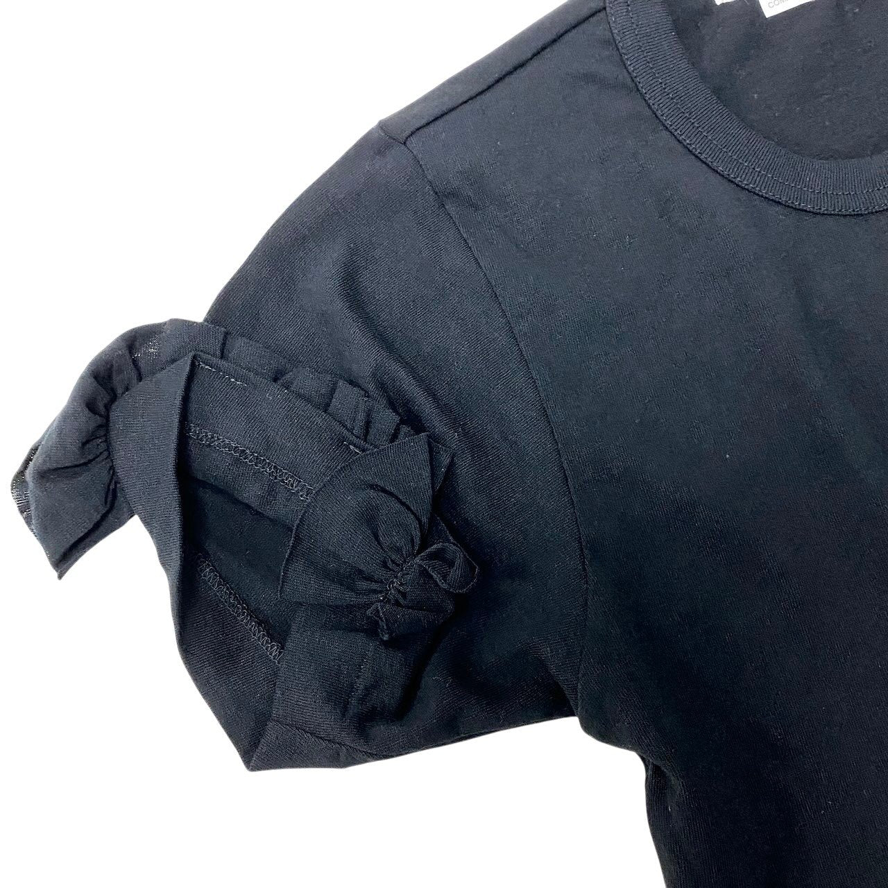 Af8 COMME des GARCONS コムデギャルソン コットン フリルデザイン 半袖カットソー AD2012 サイズXS ブラック レディース 女性用u02t