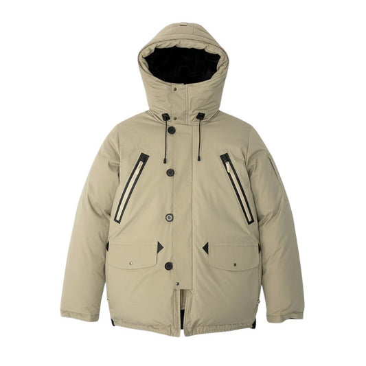 53c10 MINOTAUR ミノトール フーディーダウンジャケット ミリタリーダウン アウター Mサイズ ベージュ ナイロン100％ メンズ 男性用o07t