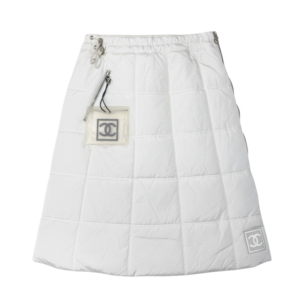 i13 CHANEL SPORT シャネルスポーツ 00A ココマーク キルティングスカート Vintage CC Quilting Skirt P16393 サイズ34 ホワイトt18r