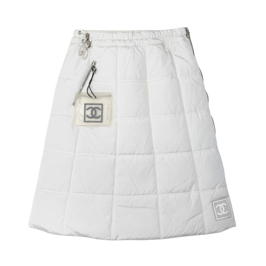 i13 CHANEL SPORT シャネルスポーツ 00A ココマーク キルティングスカート Vintage CC Quilting Skirt P16393 サイズ34 ホワイトt18r