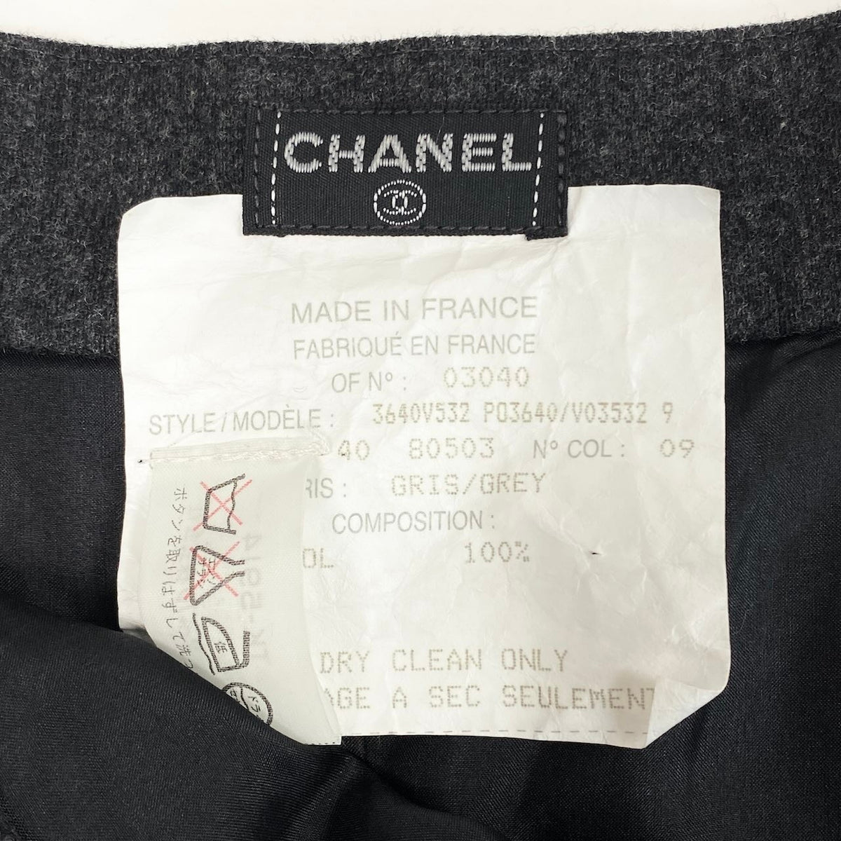 Ci20 CHANEL シャネル 90s ココマークボタン プリーツスカート ボトムス フランス製 P03640V03532 40 グレー ウール レディースo07t
