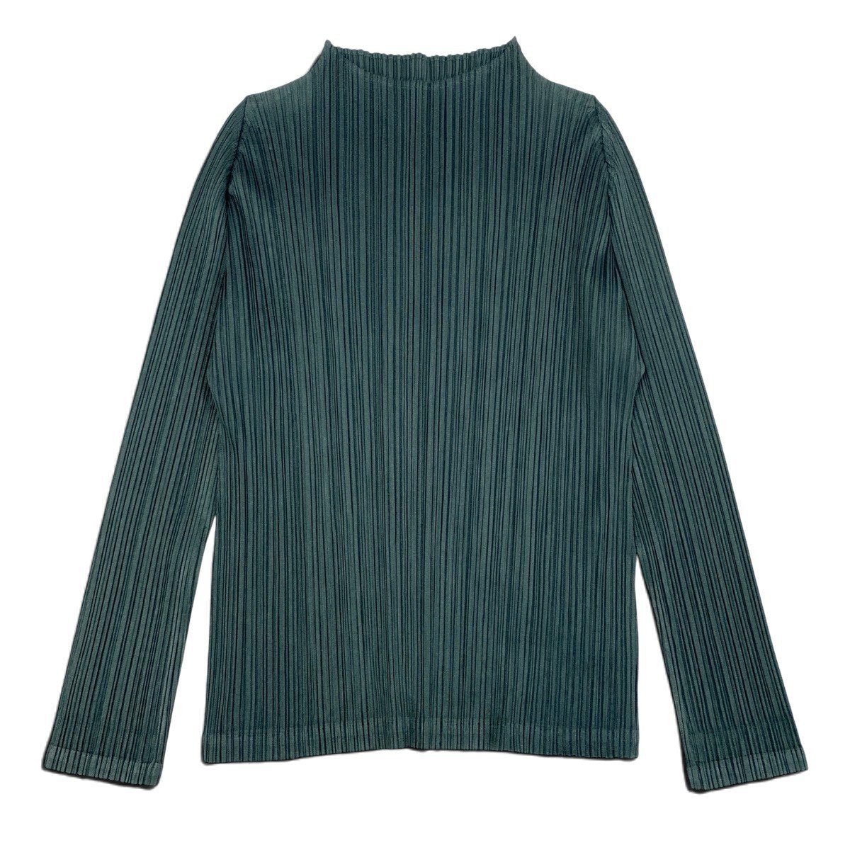 Ah28 PLEATS PLEASE プリーツプリーズ ロングスリーブ プリーツカットソー モックネック サイズ3 グレー系 ポリエステル レディースo07t
