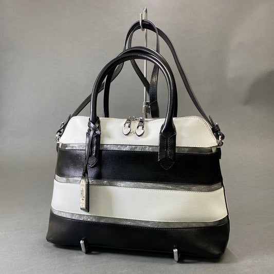 Ch1 RLL LAUREN RALPH LAUREN ローレン ラルフローレン 2WAY ショルダーバッグ ブラック ホワイト レザー ハンドバッグ クリア モノトーン 鞄 カバンk02i
