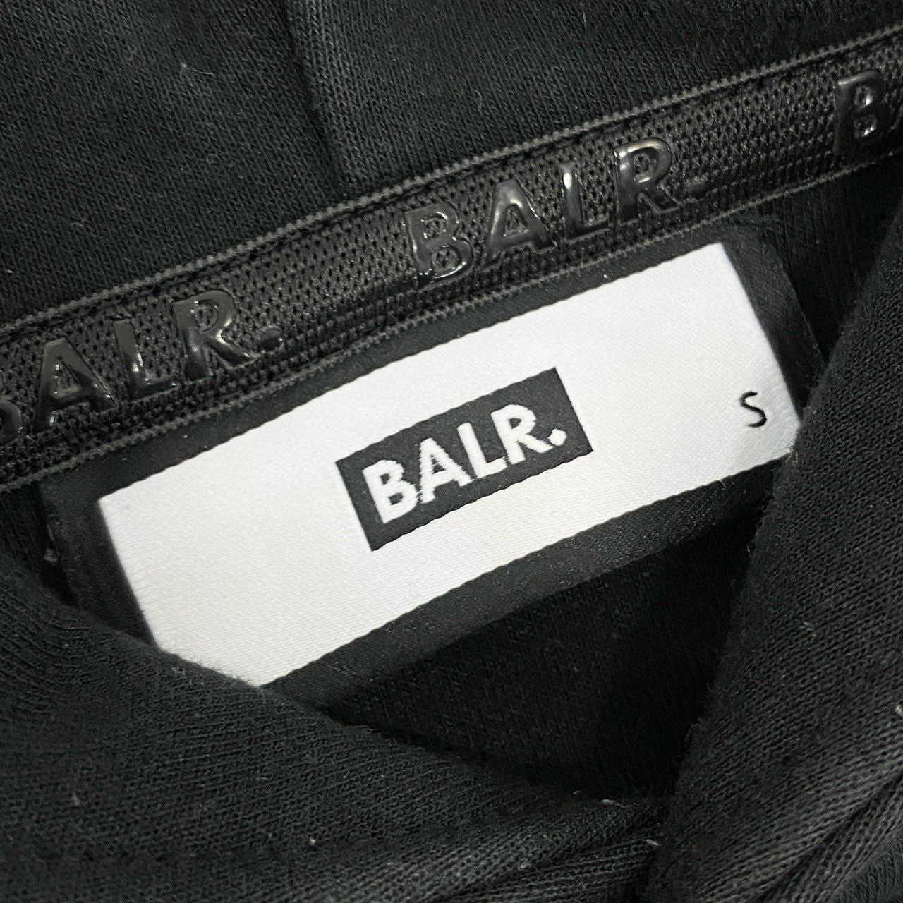 72j15 BALR. ボーラー プルオーバー フーディー パーカー ロゴメタル サイドジップ Sサイズ ブラック メンズu02t
