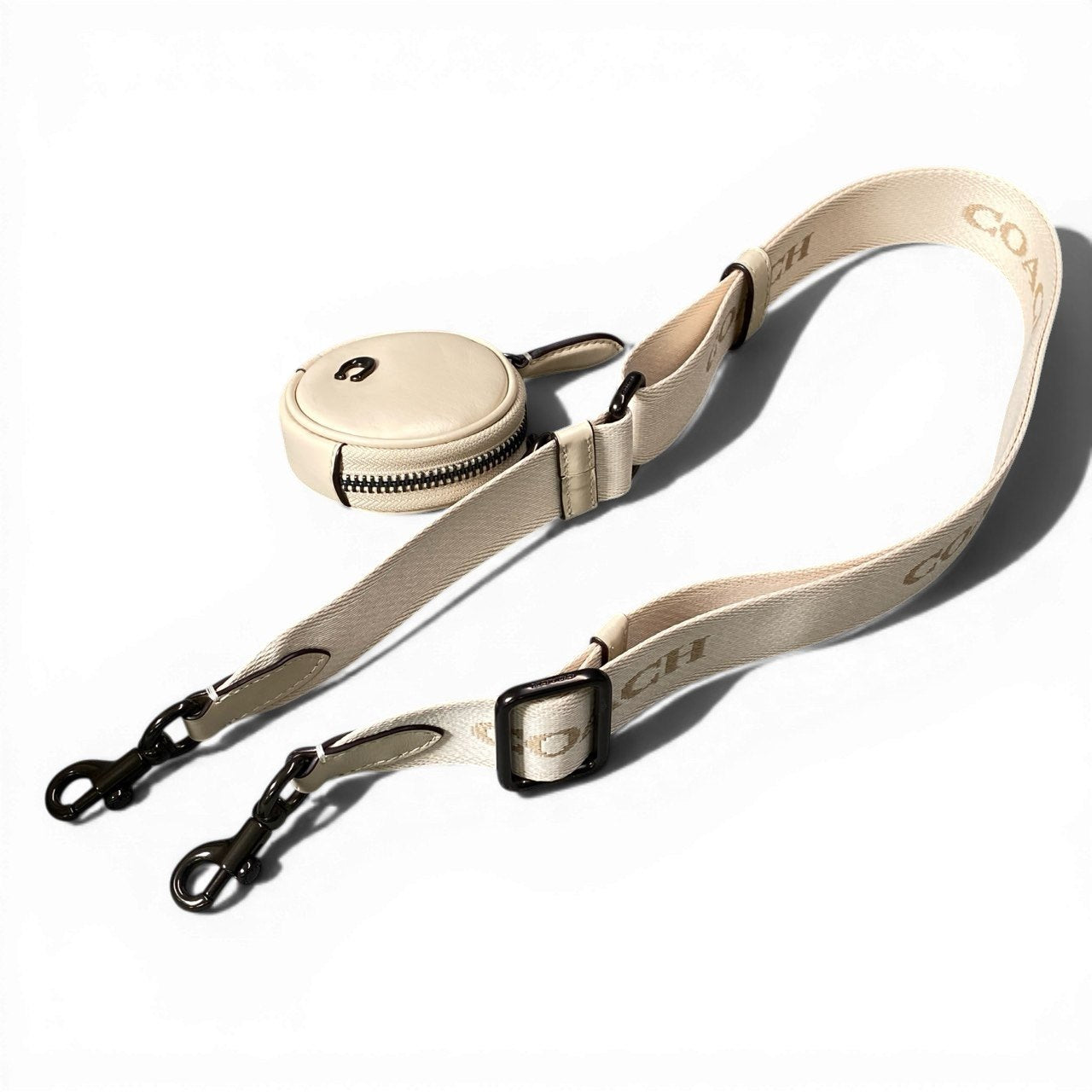 d13 《美品》 COACH コーチ ポーチ付 ホール ソフト スリングバッグ CY754 ベージュ レザー カバン Hole Sling Bagt18r