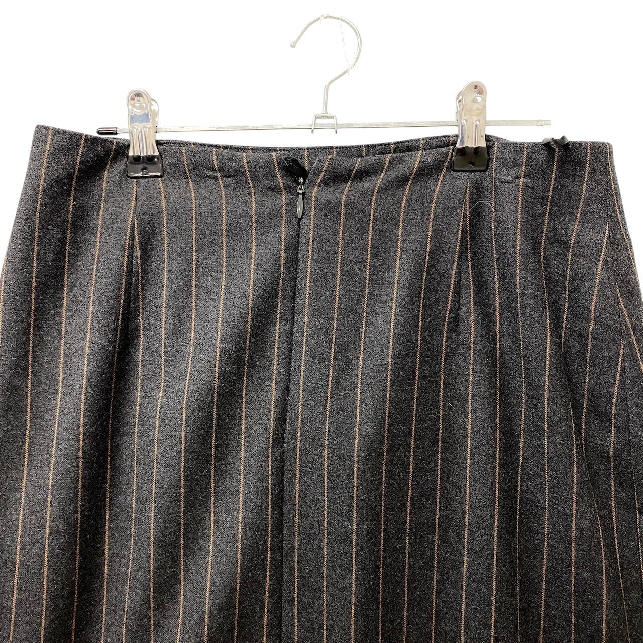 41e14 AKRIS アクリス セットアップスカート ストライプ柄 ヒョウ柄 ロングスリーブ トップス サイドジップ 膝丈スカート USサイズ10 グレー レディース 女性用u02t