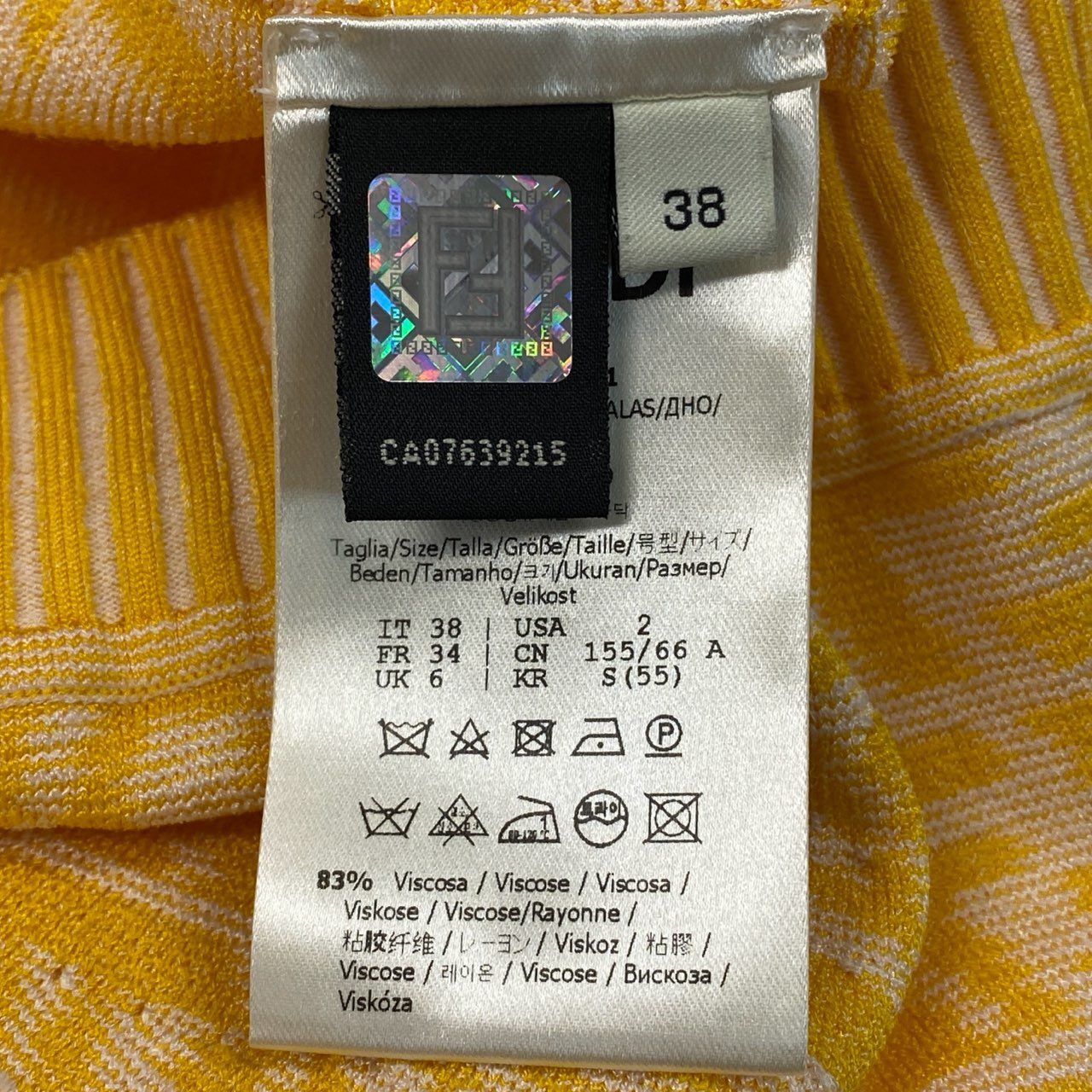 Ib7 【美品】FENDI フェンディ 2021 ズッカ柄 ニットスカート FF Logo Pencil Skirt 38サイズ イエロー レディース 女性用ta1