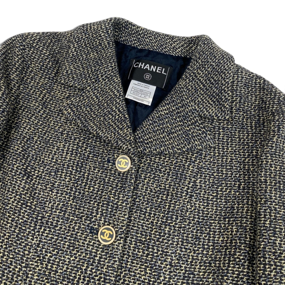 i22 CHANEL シャネル 01A ココマーク ショート丈 ツイードジャケット CC Cropped Tweed Jacket P18627 Size42t18r
