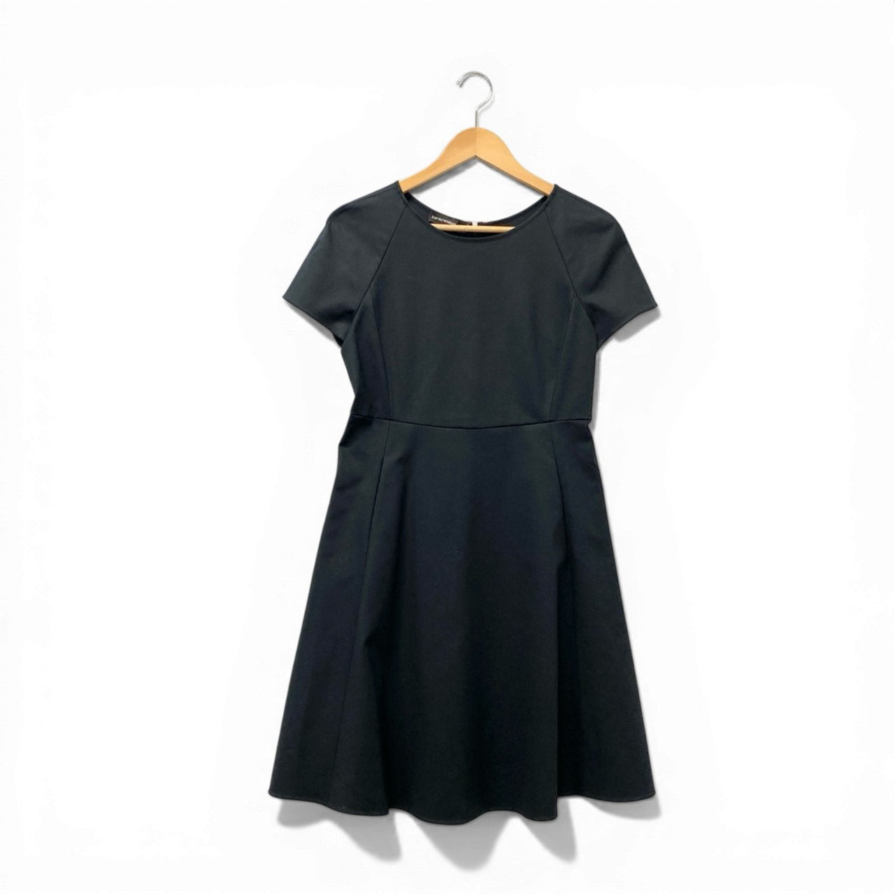 6c20 《極美品》 EMPORIO ARMANI エンポリオアルマーニ キャップスリーブ 半袖ワンピース 膝丈ワンピース 42 ブラック 2023年u02t