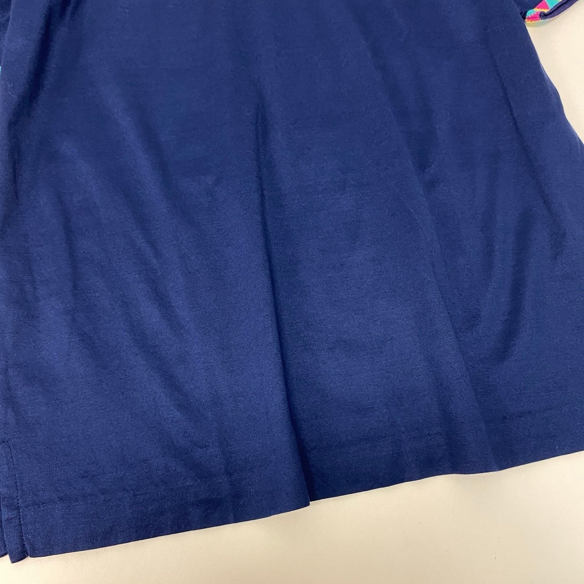 If11 Yves Saint Laurent イヴサンローラン YSLロゴ刺繍 Tシャツ 半袖カットソー トップス Mサイズ ネイビー  コットン レディースo07t