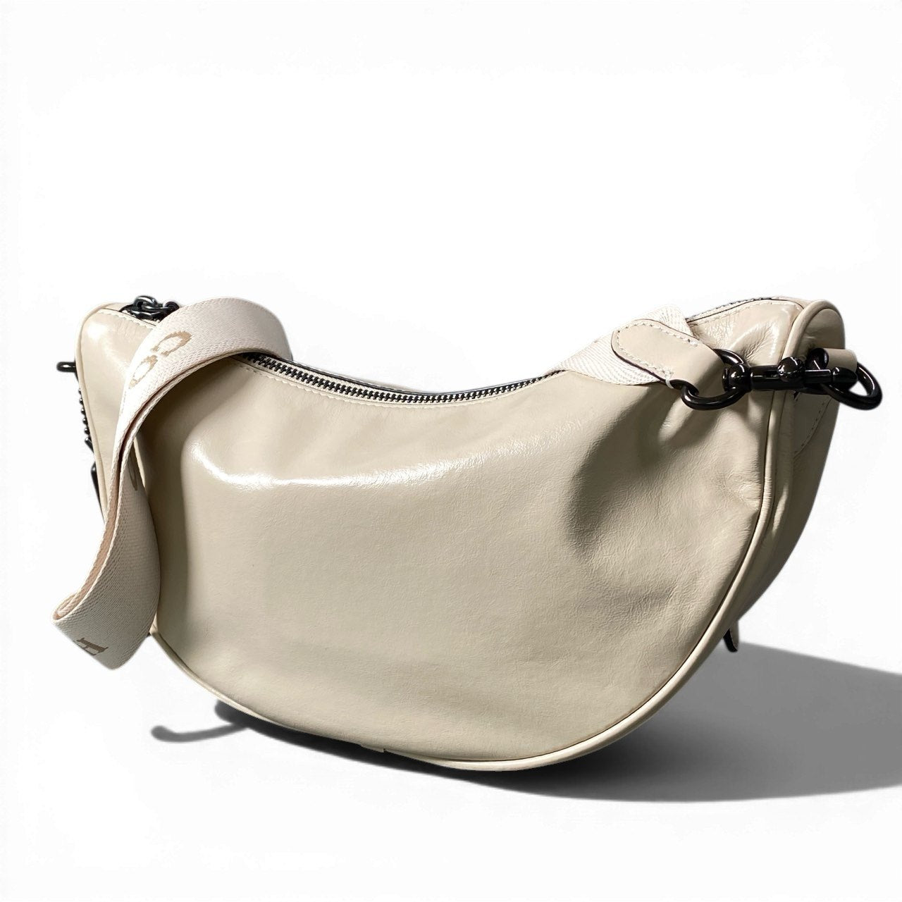 d13 《美品》 COACH コーチ ポーチ付 ホール ソフト スリングバッグ CY754 ベージュ レザー カバン Hole Sling Bagt18r