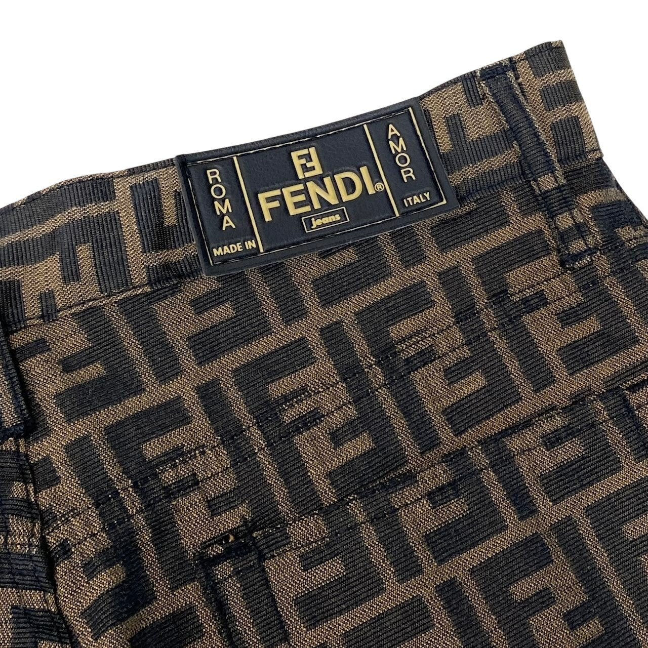 Ig6 FENDI ズッカ柄 スラックスパンツ ボトム イタリア製 W32 ブラウン系 メンズ 男性用u02t