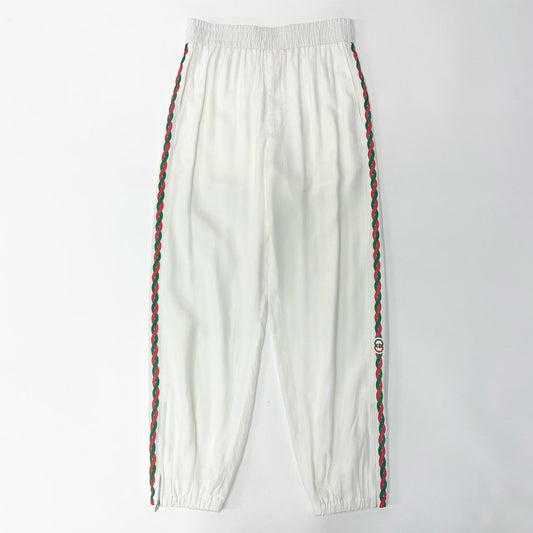 87a29 GUCCI グッチ インターロッキングG サイドロープライン イージーショーツ サイドジップ 44サイズ ホワイト レーヨン100％ メンズ 男性用o07t