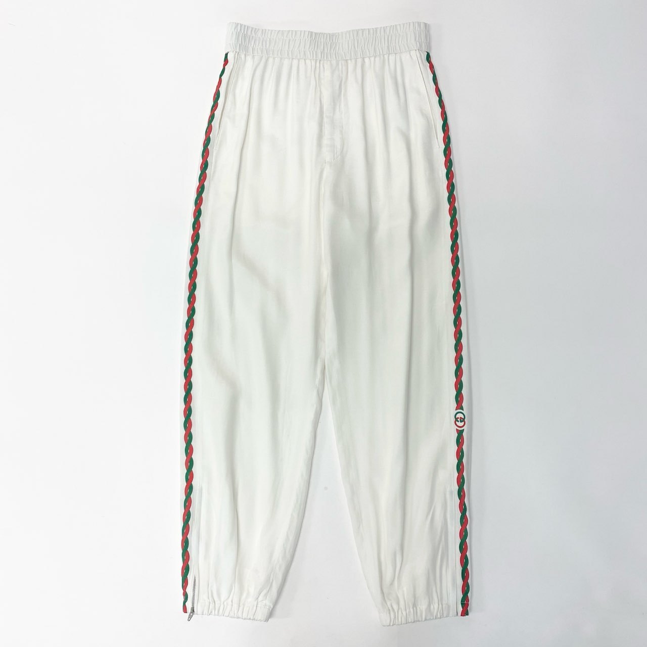 Ia29 GUCCI グッチ インターロッキングG サイドロープライン イージーショーツ サイドジップ 44サイズ ホワイト レーヨン100％ メンズ 男性用o07t