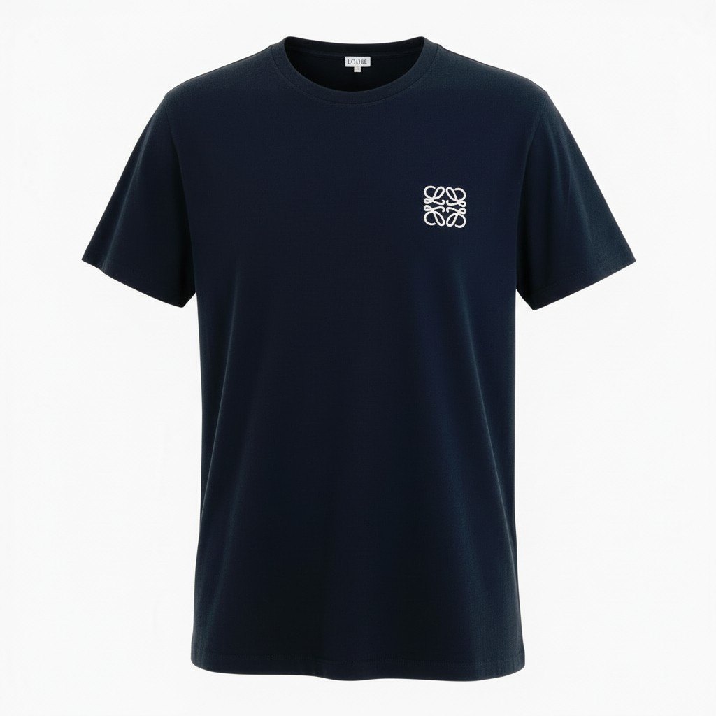 b23 LOEWE ロエベ アナグラム コットンTシャツ サイズL ブラック カットソー ロゴ刺繍 Logo Teet18r