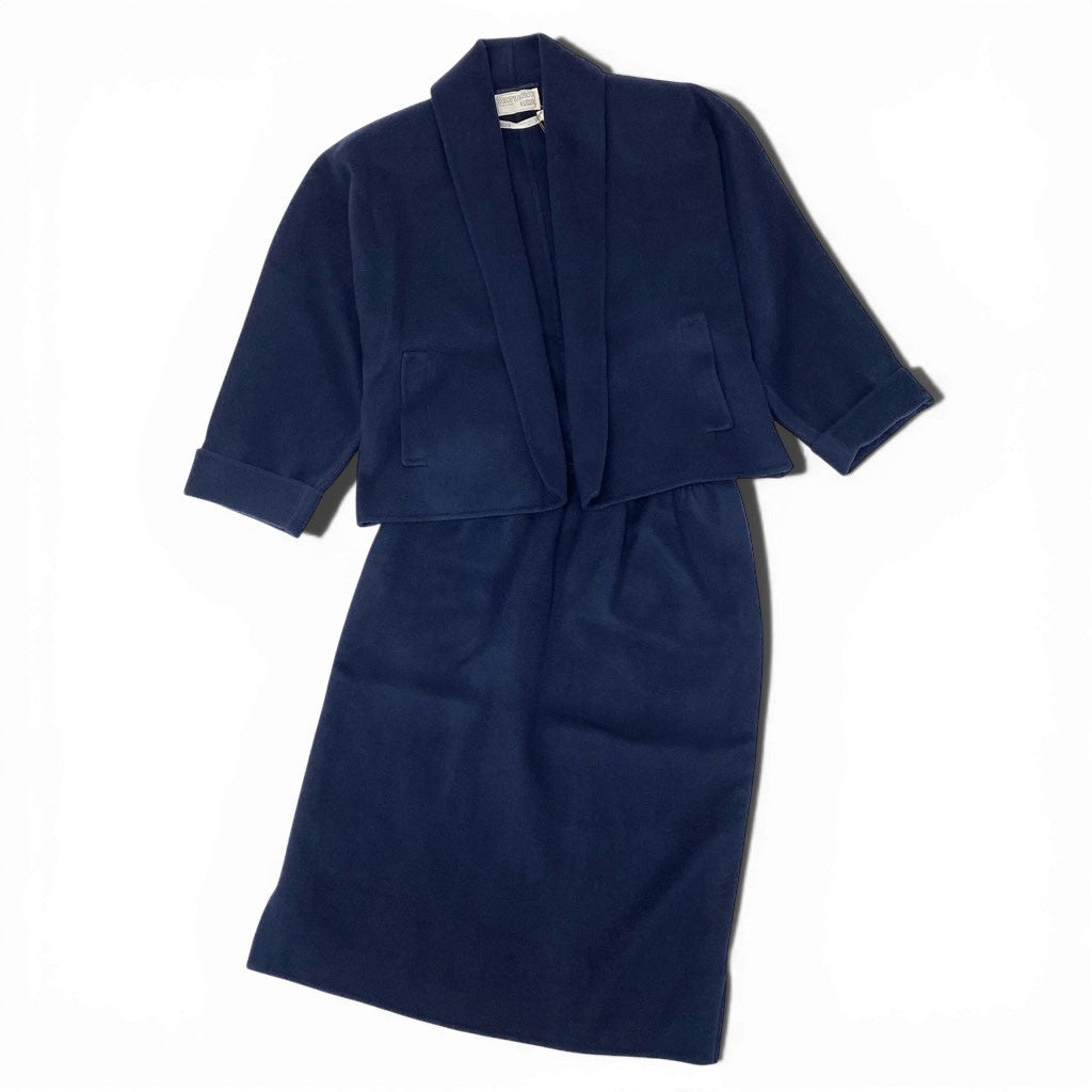 3l27《未使用保管品》 AGNONA アニオナ ALTUNA カシミヤ セットアップ サイズ42 / 46 ネイビー 最高級 女性服 タグ付t18r