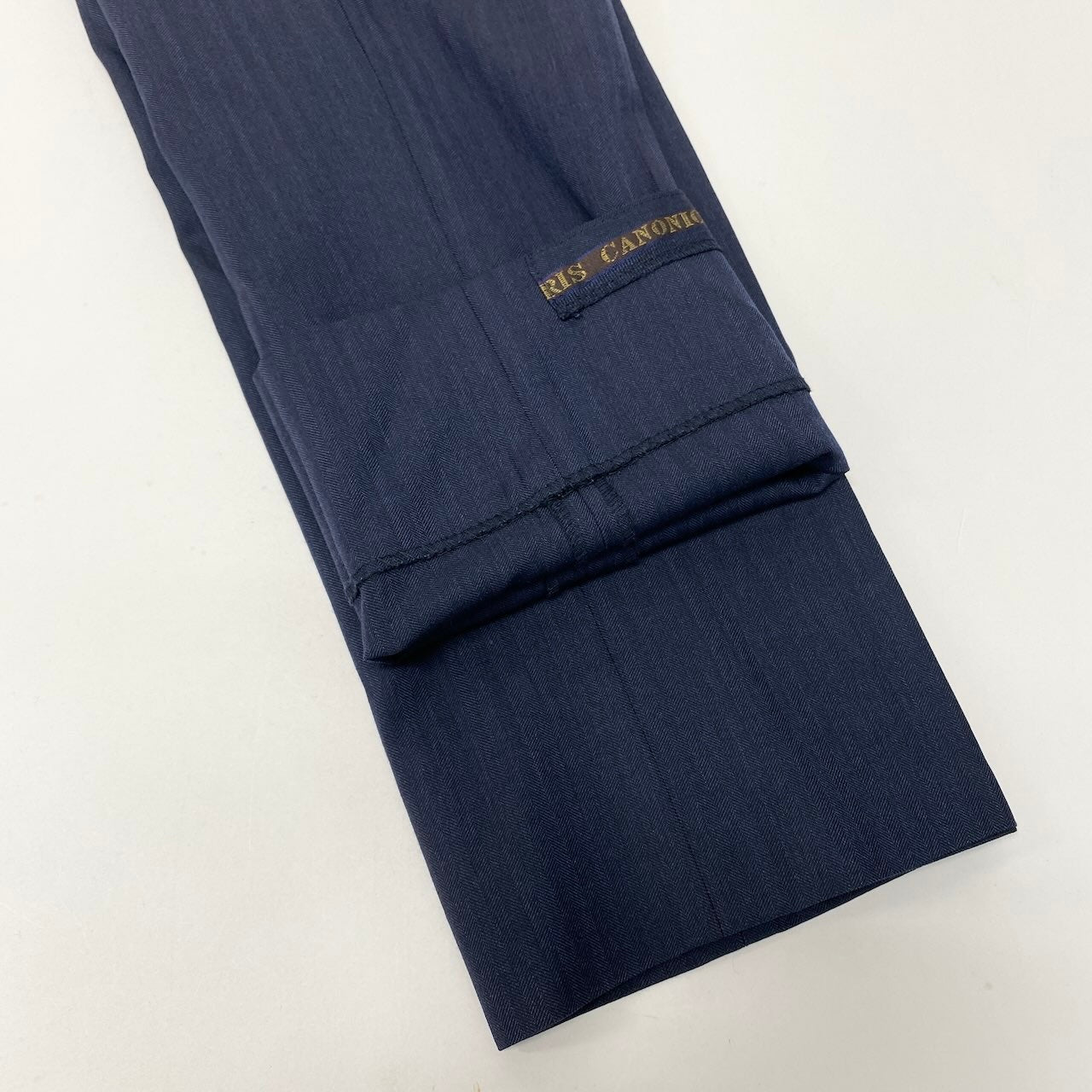 56e12 GLOBAL STYLE グローバルスタイル  KAISER カイザー CANONICO生地 3ピース スリーピース セットアップ シングルスーツ ストライプ ネイビー メンズ 紳士服u02t