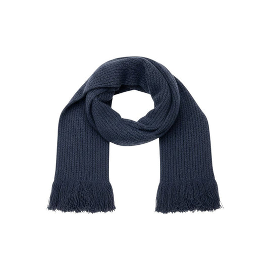 10i28 YVESAINTLAUREN イヴサンローラン 大判マフラー フリンジ カシミヤ混 イタリア製 ダークネイビー レディース 女性用u02t