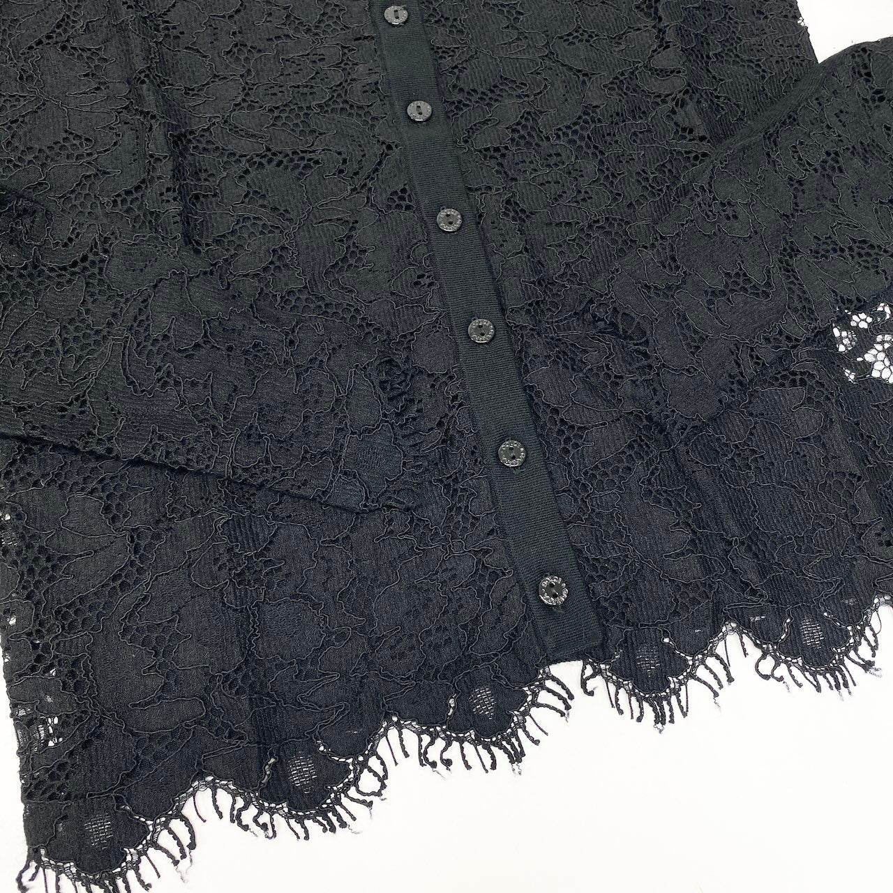 56e12 DOLCE&GABBAN ドルチェアンドガッバーナ ロングスリーブレースカーディガン  ニットセーター イタリア製 38サイズ ブラック レディース 女性用t18r