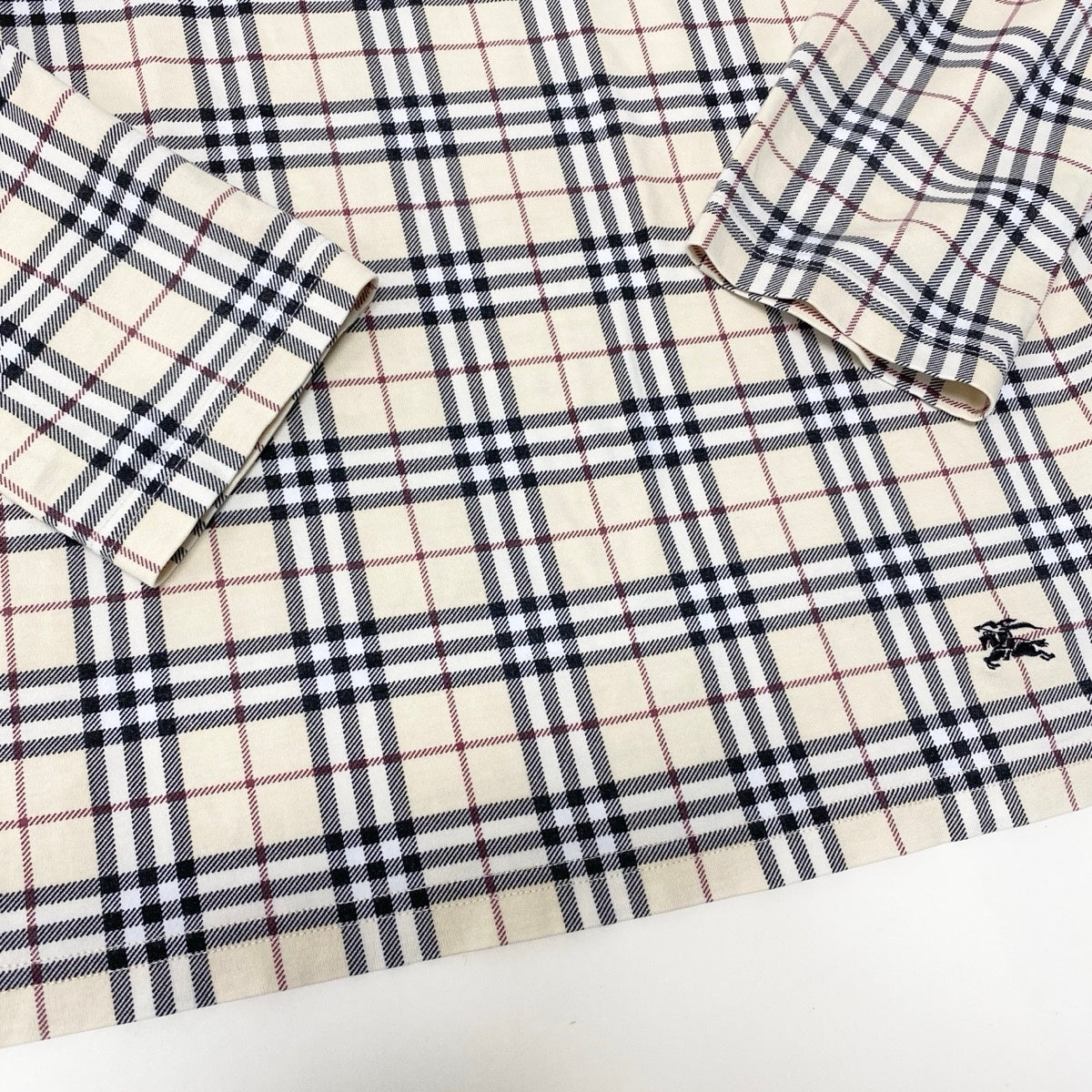 3f17 BURBERRY LONDON バーバリーロンドン ノバチェック ホース刺繍 長袖カットソー ロンT 40 ライトベージュ コットン レディースo07t