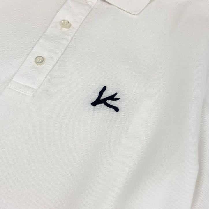 64g24 ISAIA イザイア アイコン ポロシャツ 半袖 無地 ロゴ刺繍 綿 イタリア製 メンズ 男性用 M ホワイト コットン100％_