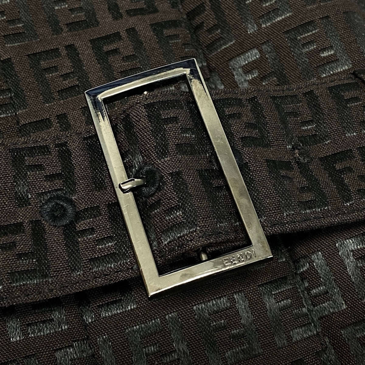 Ij23 FENDI フェンディ ズッカ柄 中綿 ロングコート サイズ42 ダークブラウン ブラック レディースo07t