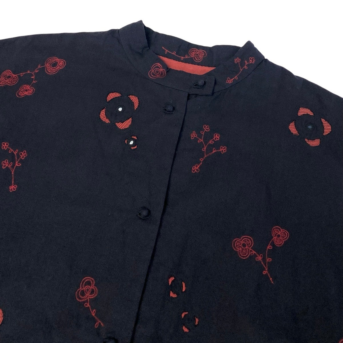 j16 ISSEY MIYAKE HaaT チャイナジャケット チャイナブラウス 花柄刺繍  HA04FT531 2サイズ ブラック コットン100％ レディース 女性用u02t