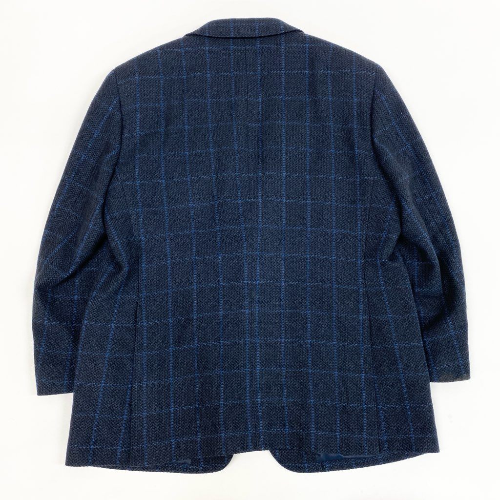 23L22 BURBERRY バーバリー テーラージャケット ツイードジャケット カシミヤジャケット チェック柄  BB5サイズ ネイビー カシミヤ100％ メンズo07t