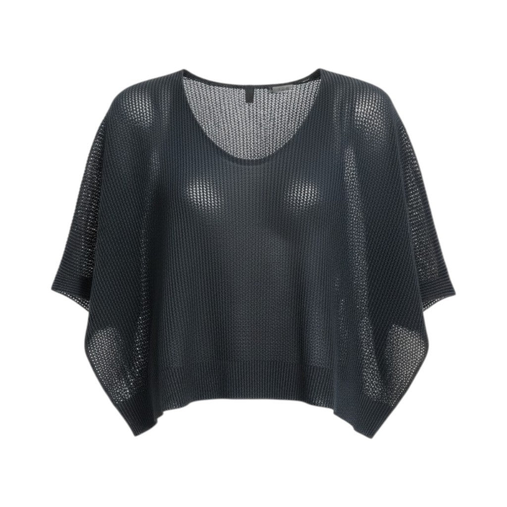 Ad7 PLEATS PLEASE プリーツプリーズ メッシュ素材 クロップドワイドカットソー 半袖Tシャツ サイズ3 ブラック レディースta1