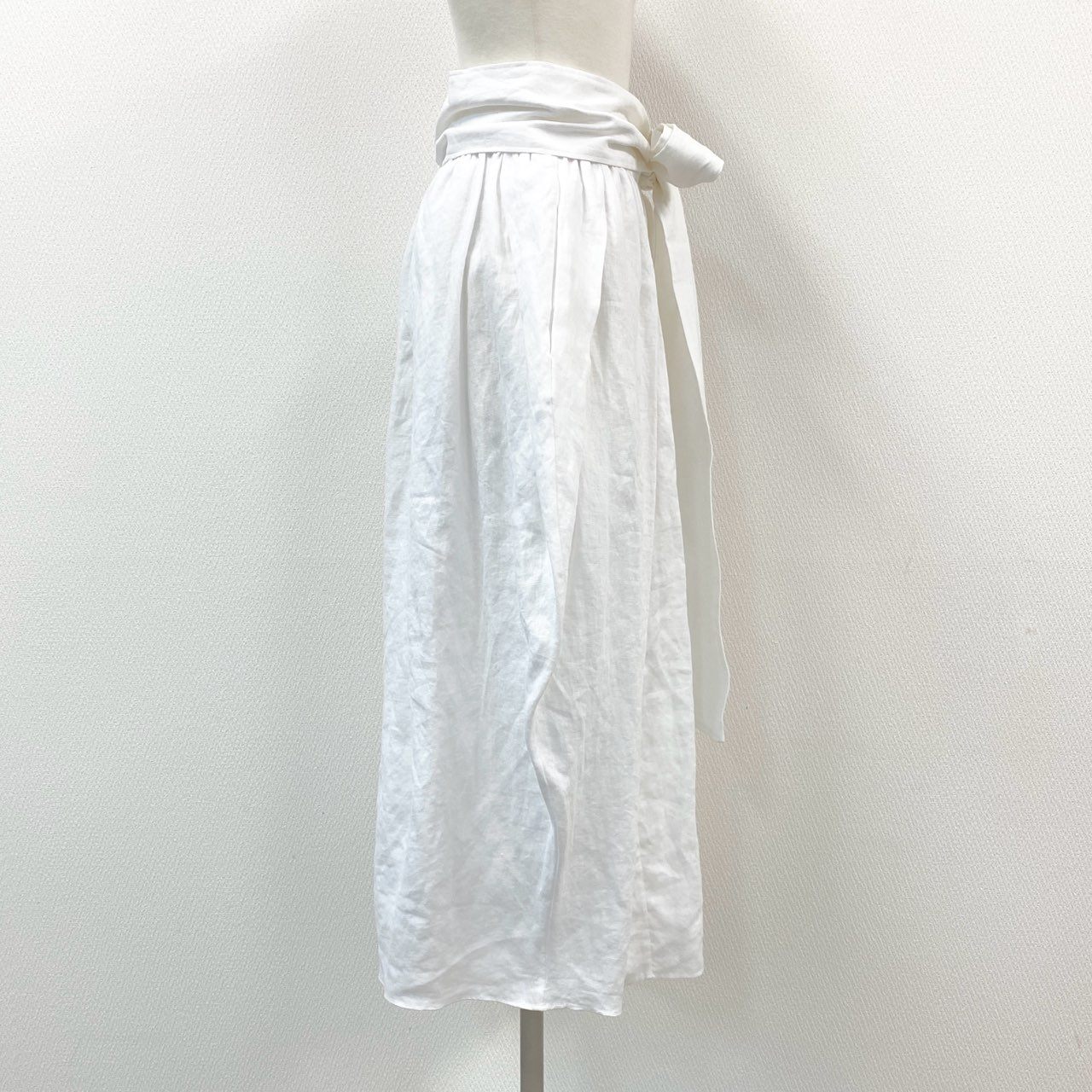 17f30 《美品》 MYLAN マイラン コクーンリボンスカート ロングスカート フレアスカート MY23SS-SK008 サイズF ホワイト リネン レディース 女性用