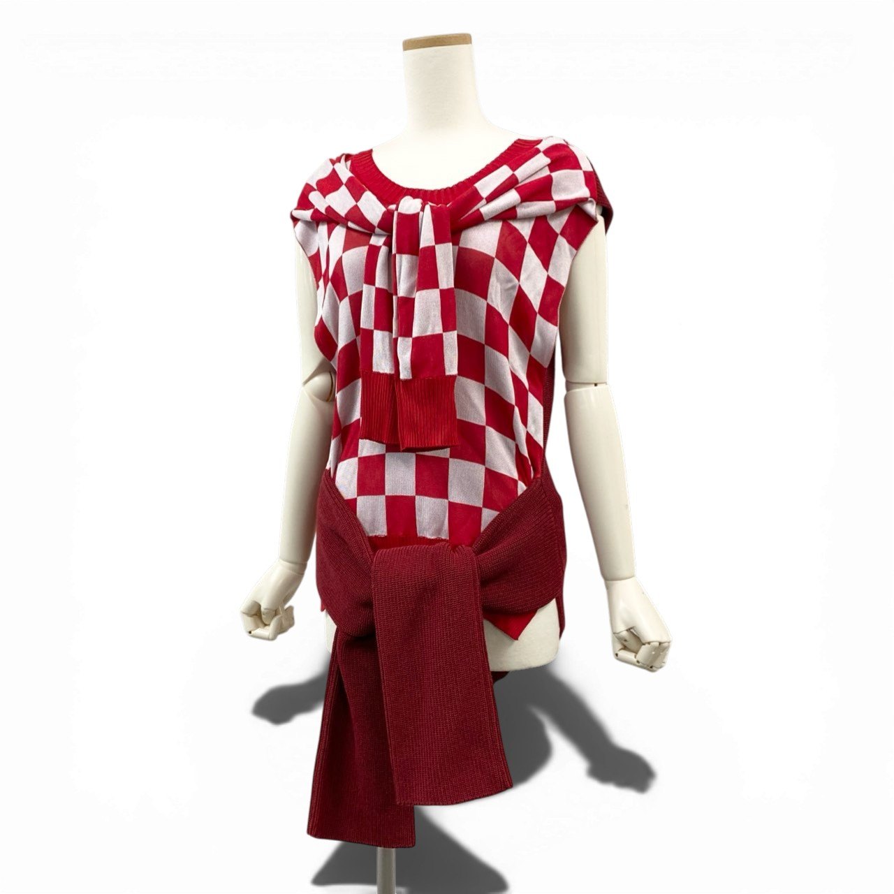 Ac6 【未使用タグ付き】定価9万 MM6 エムエムシックス メゾンマルジェラ フラッグチェック 変形ニット デザインニットセーター サイズS レディースk02i