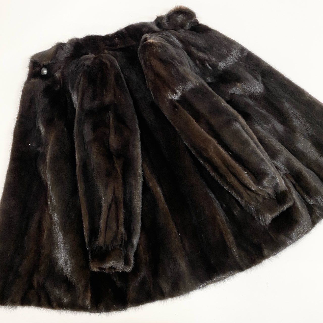 33l14 jindo マホガニーミンク ロングコート サイズ16号 ブラウン 本毛皮 MINK FUR ポケット有 毛質◎t18r
