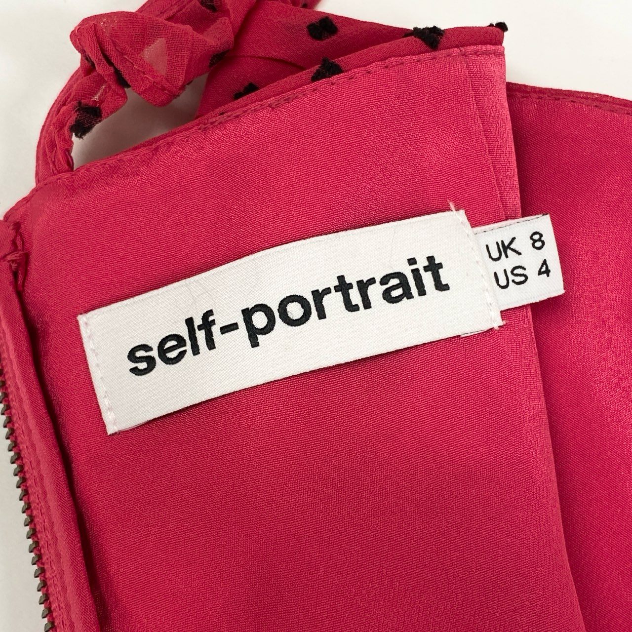 67j6 《未使用タグ付き》 self-portrait セルフポートレイト プリーツワンピース ドレスワンピース 総柄 フリル 肩だし◎ ロング丈 UK8 ピンク ブラックu02t