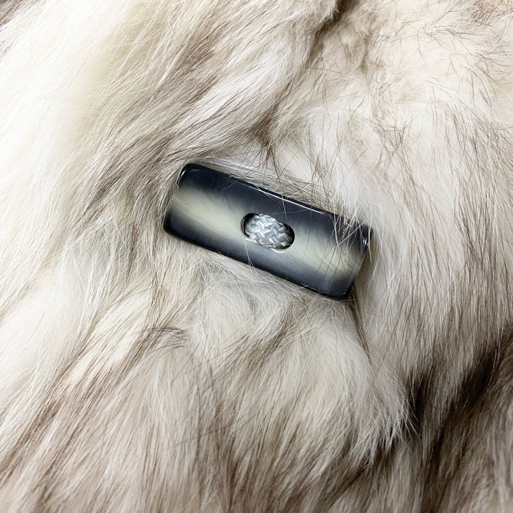 1l27 ブルーフォックス 極厚 コート サイズF ホワイト 本毛皮 FOX FUR リアルファー ポケット有t18r